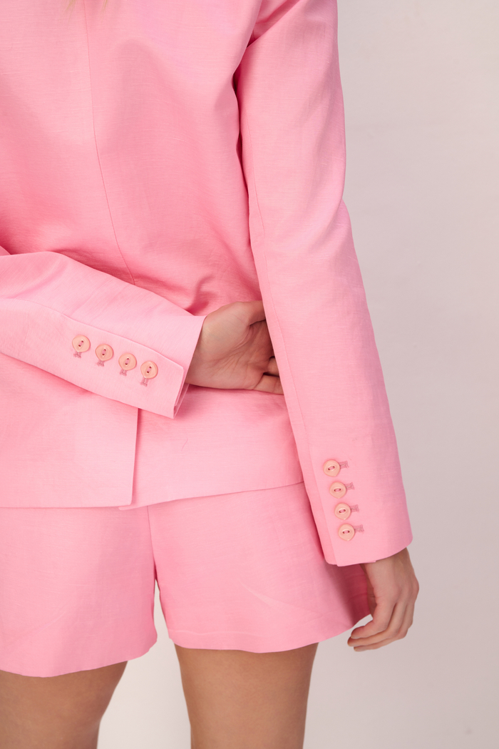 EZE LINEN AND SILK JACKET IN BARBIE PINK