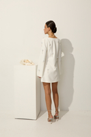 OIA WHITE MINI DRESS WITH SHINY CRYSTAL BEADS