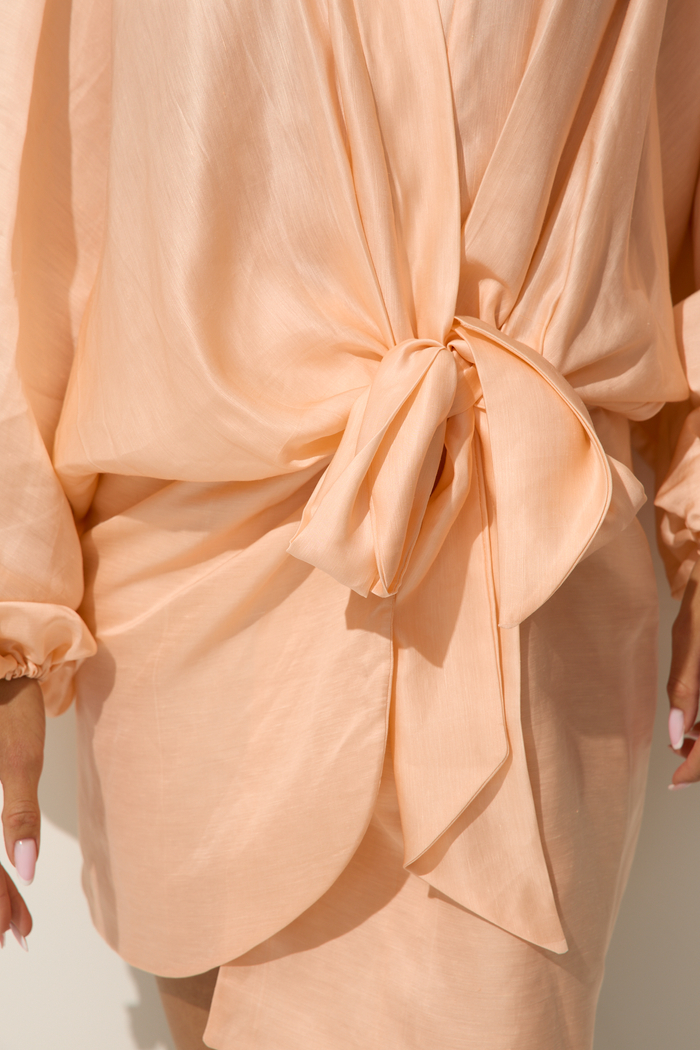 VIANA MINI DRESS MADE OF LINEN WITH SILK BLEND IN SUNSET PEACH