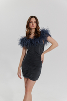 DALLAS FEATHER-TRIM MINI DRESS