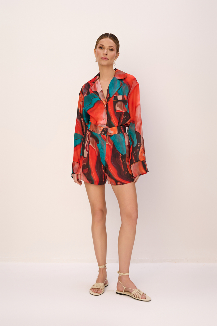 SOLE SHORTS WITH A BLEND OF SILK IN MULTICOLOR