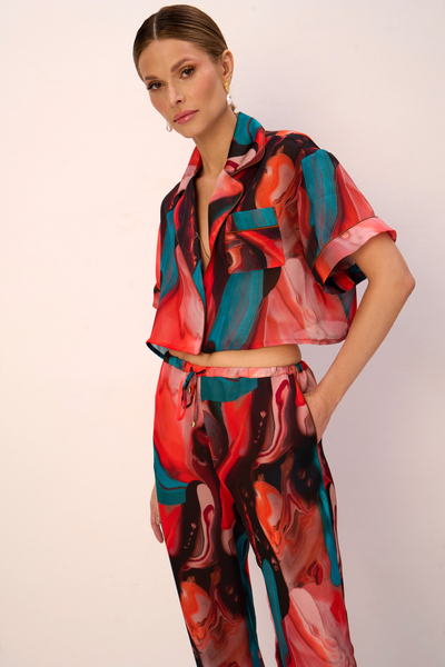 SOLEIL SILK BLEND CROP SHIRT