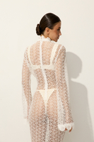 AMALFI LACE MAXI DRESS WITH CORSET TIE IN PEARL WHITE