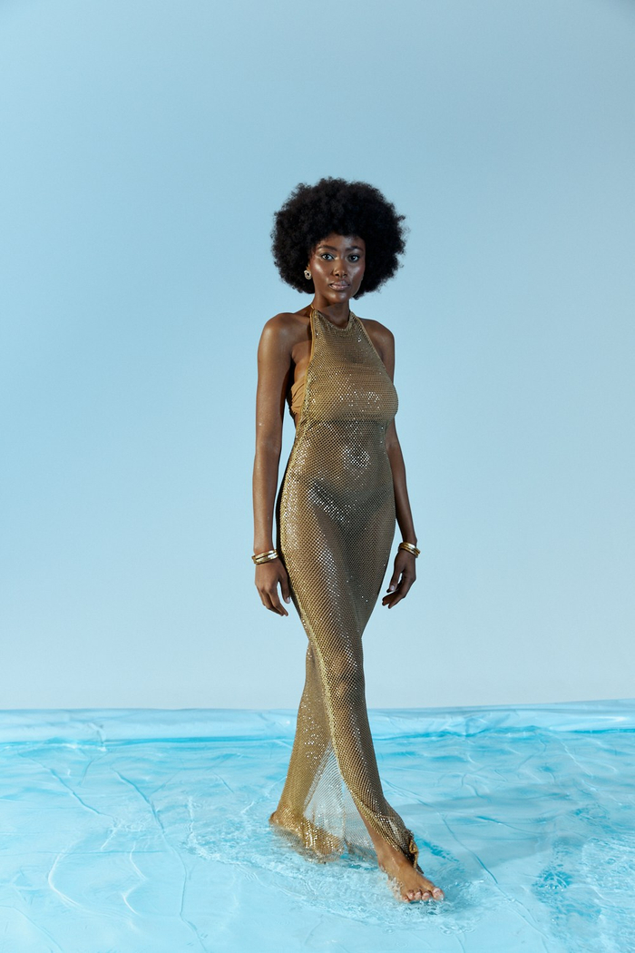 RHINESTONE CROCHET RIO MAXI DRESS