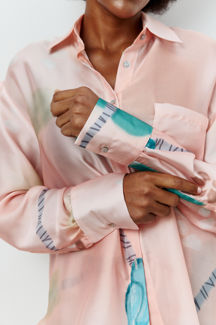 ANTIBES LONG SLEEVE SHIRT IN PEACH PINK