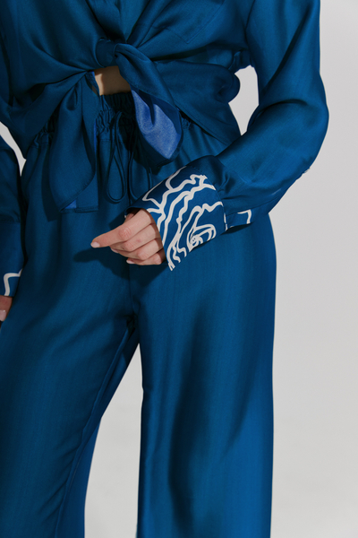 CANNES ROSE LONG SLEEVE SHIRT IN COBALT BLUE