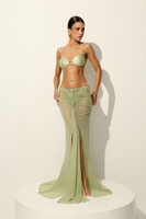 ELASTYCZNA SPÓDNICA MAXI TYPU MESH BAHAMA PISTACHIO CREAM