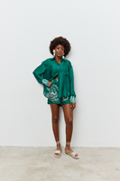 CANNES ROSE LONG SLEEVE SHIRT IN EMERALD GREEN