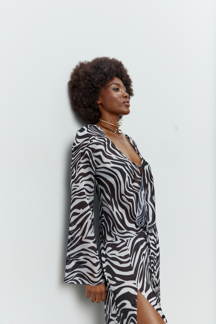 NAIROBI MAXI KIMONO DRESS IN ZEBRA