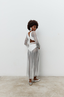 CUT OUT MIDI DRESS MADE OF MESH EMBELLISHED WITH CRYSTALS JAKARTA WHITE