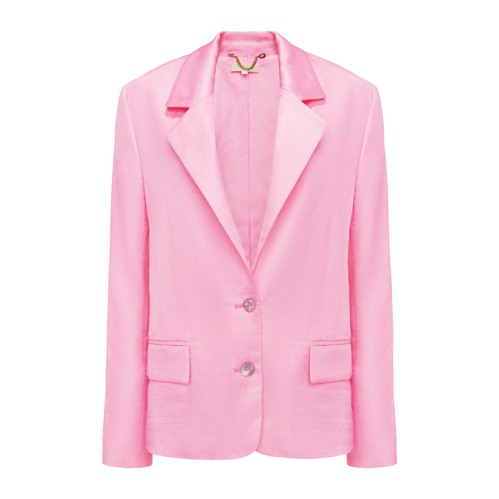 EZE LINEN AND SILK JACKET IN BARBIE PINK