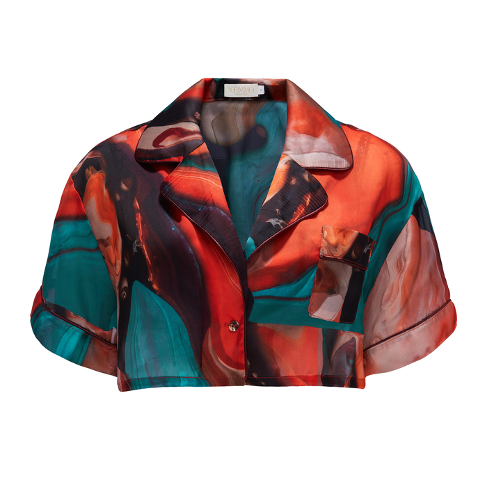 SOLEIL SILK BLEND CROP SHIRT