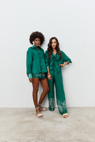 CANNES ROSE WIDE LONG PANTS IN EMERALD GREEN