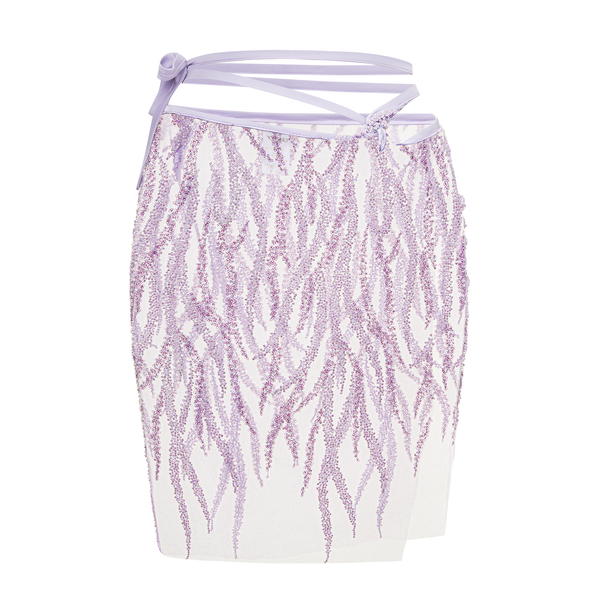 SAO TIED MINI PAREO STYLE SKIRT IN AMETHYST