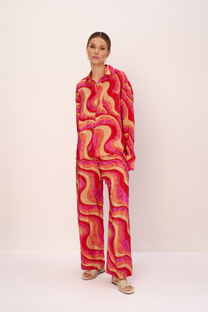 KOSZULA Z DŁUGIM RĘKAWEM LIMA PINK ABSTRACT