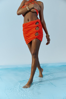 IPANEMA TANGERINE ELASTIC RUCHED CUTOUT SKIRT 