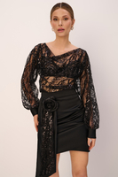 MALE LACE MINI DRESS WITH DETACHABLE ROSE