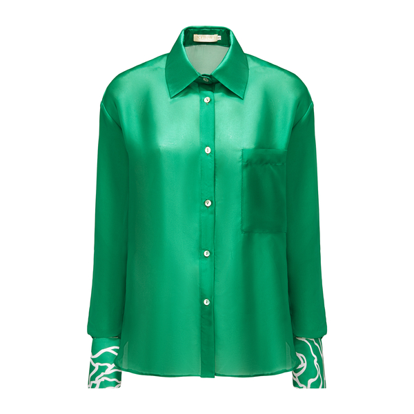 CANNES ROSE LONG SLEEVE SHIRT IN EMERALD GREEN
