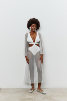 CUT OUT MIDI DRESS MADE OF MESH EMBELLISHED WITH CRYSTALS JAKARTA WHITE