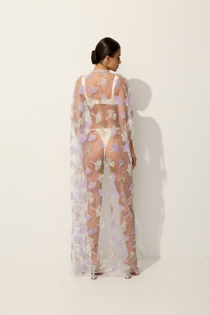 SAO EMBELLISHED BEACH ROBE IN AMETHYST