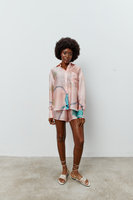 ANTIBES LONG SLEEVE SHIRT IN PEACH PINK