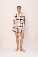 SOLEIL LONG SLEEVE BUTTONED SHIRT WITH SILK BLEND IN SALT AND PEPPER