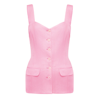EZE LINEN AND SILK CORSET TOP IN BARBIE PINK