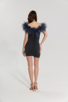 DALLAS FEATHER-TRIM MINI DRESS