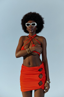 IPANEMA TANGERINE ELASTIC RUCHED CUTOUT SKIRT 