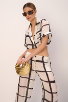 SOLEIL LONG WIDE LEG PANTS WITH SILK BLEND IN SALT AND PEPPER 