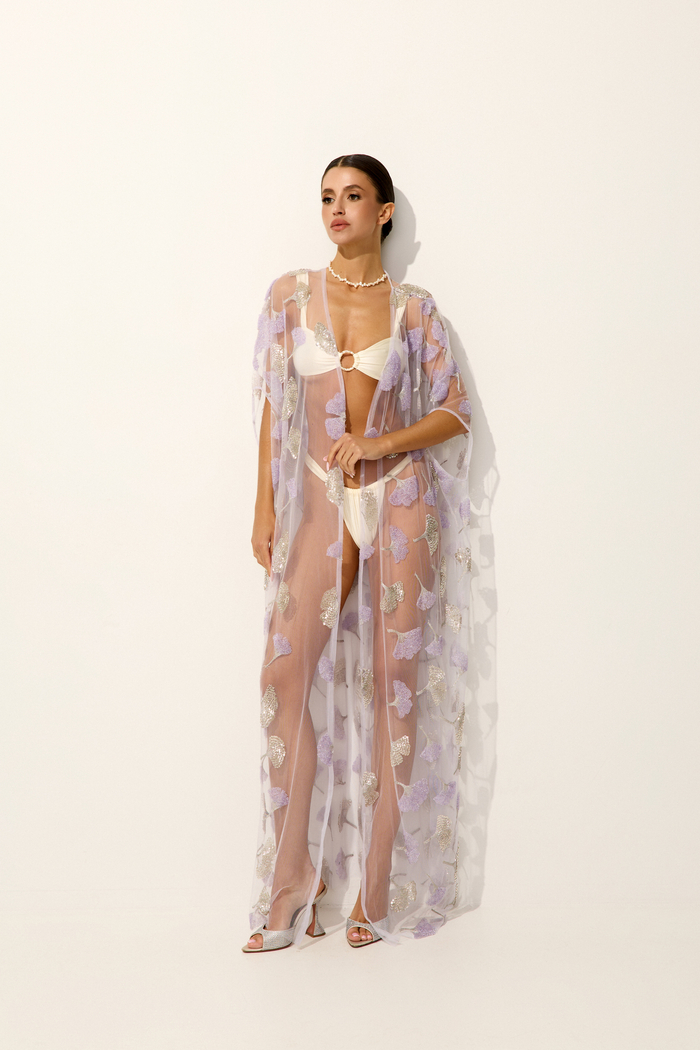 SAO EMBELLISHED BEACH ROBE IN AMETHYST 