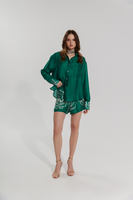 KRÓTKIE SPODENKI Z MOTYWEM RÓŻY CANNES ROSE EMERALD GREEN 