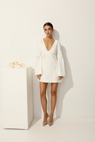 OIA WHITE MINI DRESS WITH SHINY CRYSTAL BEADS
