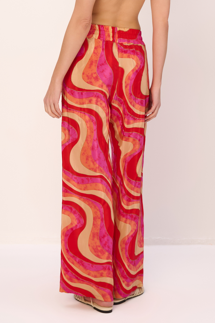 LIMA LONG LOOSE LEG PANT IN PINK ABSTRACT