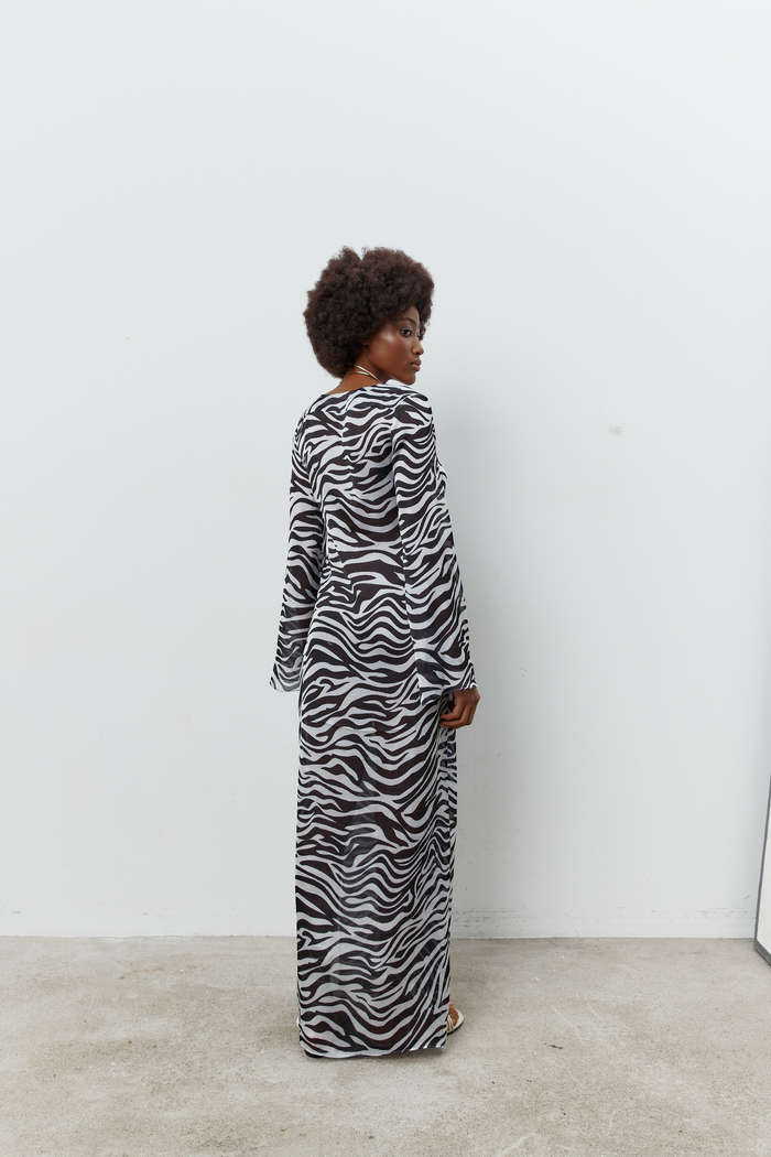 DŁUGA KIMONOWA SUKIENKA NAIROBI ZEBRA