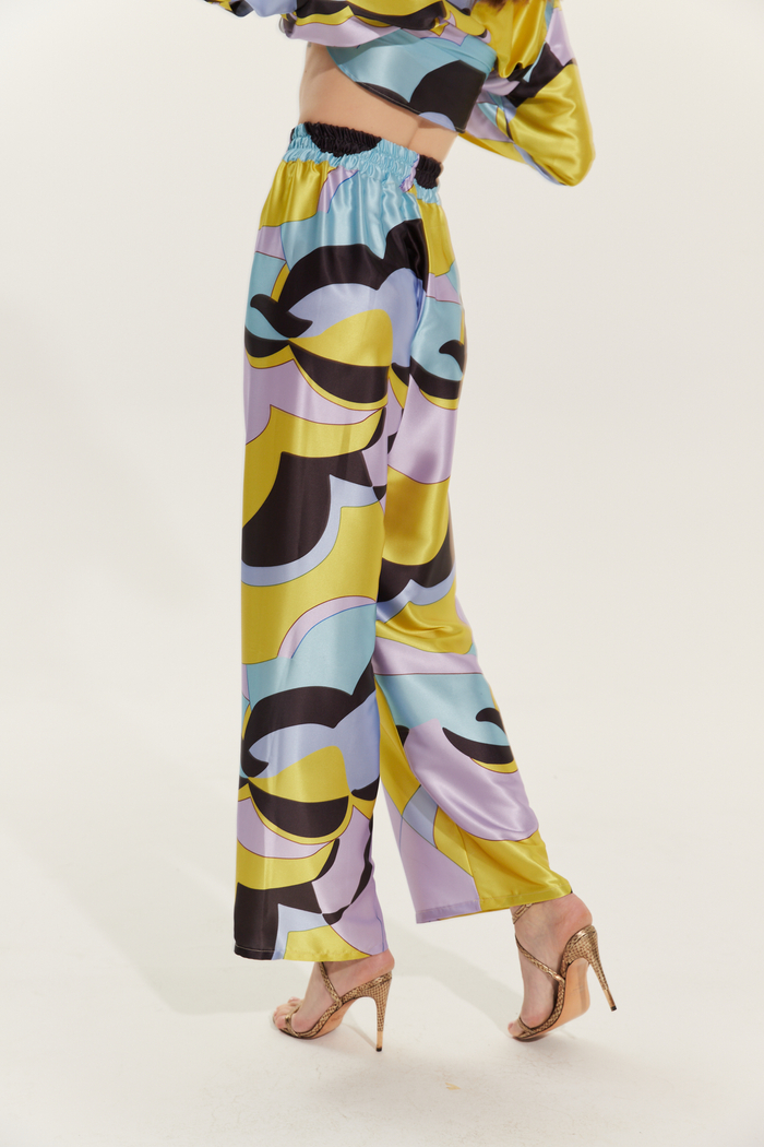 CERVO WIDE LEG PANTS WITH COLORFUL PRINT