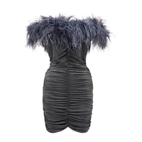 DALLAS FEATHER-TRIM MINI DRESS