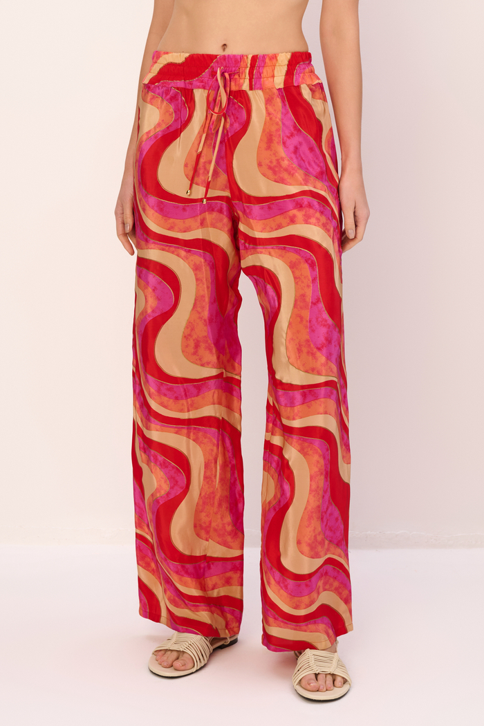 LIMA LONG LOOSE LEG PANT IN PINK ABSTRACT