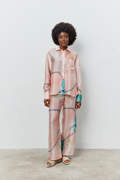 ANTIBES LONG WIDE PANTS IN PEACH PINK