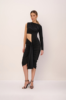 MARSZCZONA SUKIENKA NA JEDNO RAMIE LONDON BLACK
