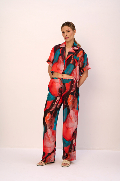 SOLEIL WIDE LEG SILKY PANTS